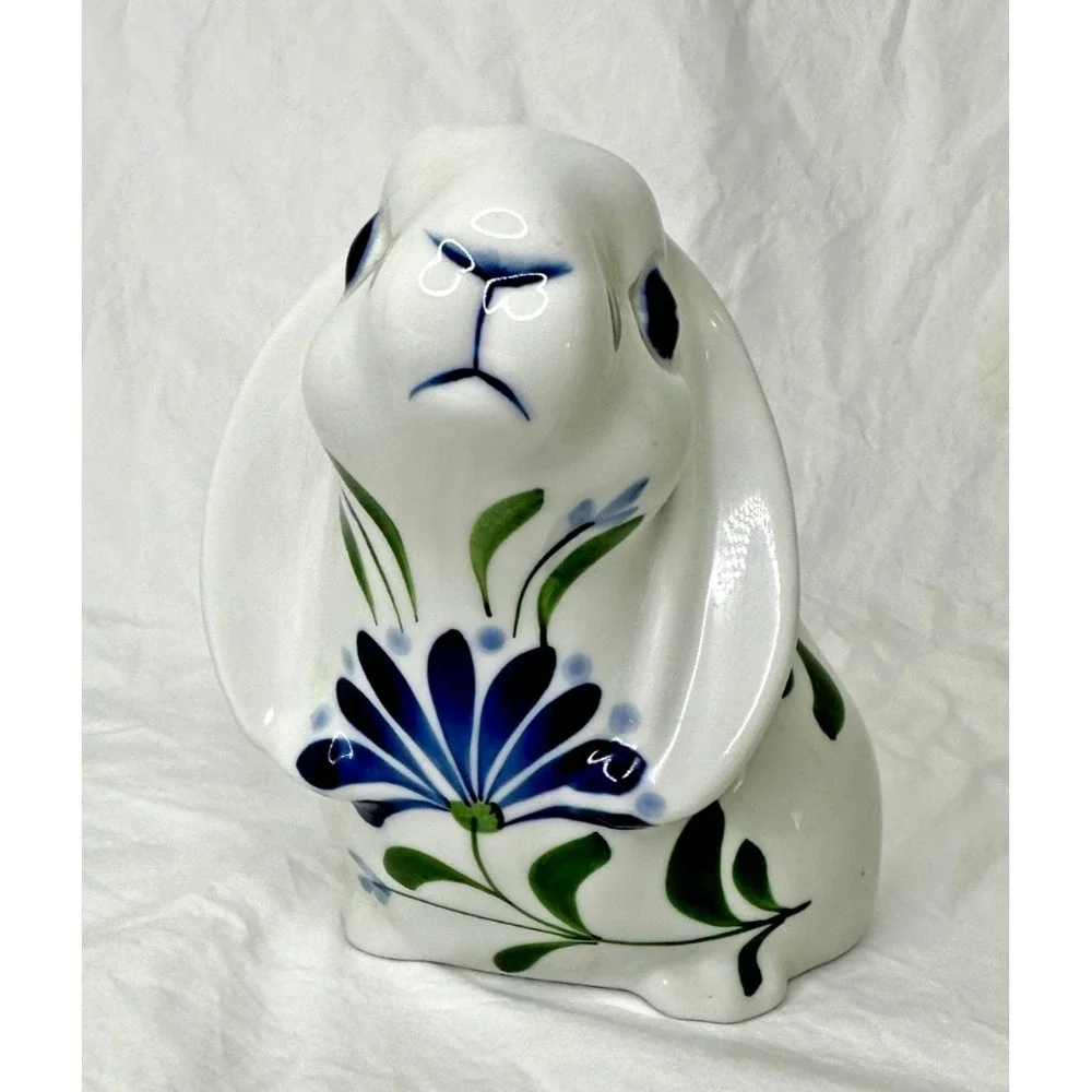 Dansk Int'l Vintage Ceramic Sage Song Collection Rabbit Figurine Blue Floral